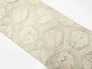 アンティーク　亀甲に花丸模様織り出し袋帯(材料)